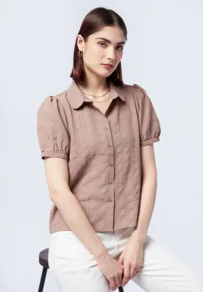 Crinkled Short Sleeve Blouse