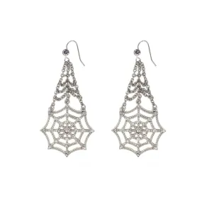 1928 Jewelry Crystal Spider Web Chain Drop Wire Earrings