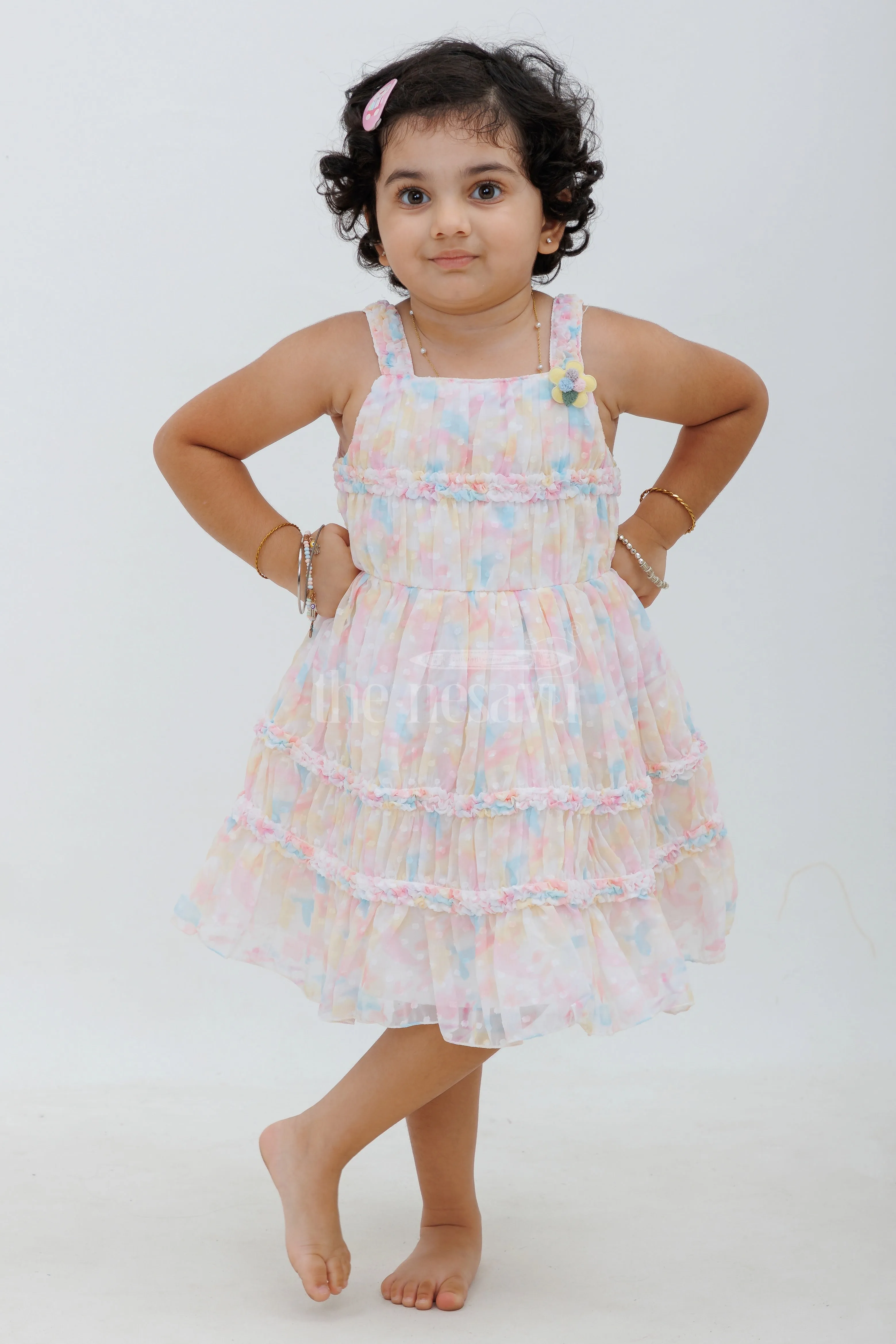 Adorable Pink Party Frock - Sleeveless Semi Brazzo Printed Baby Dress