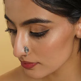 Ambi Silver Oxidised Nose Pin