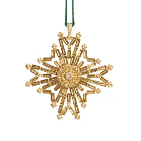 Baguette Snowflake Hanging Christmas Ornament, Gold