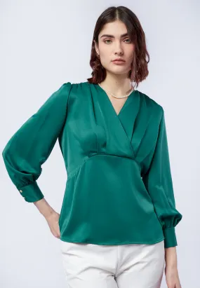 Balloon Sleeves Overlapped Blouse