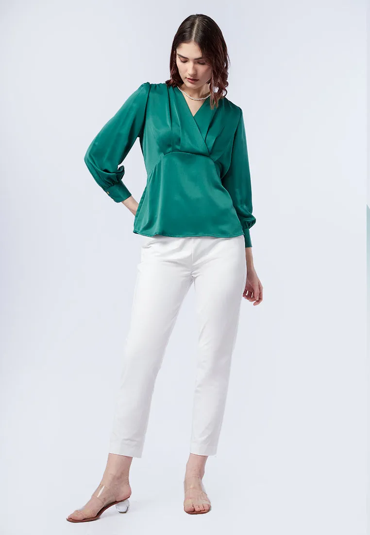 Balloon Sleeves Overlapped Blouse