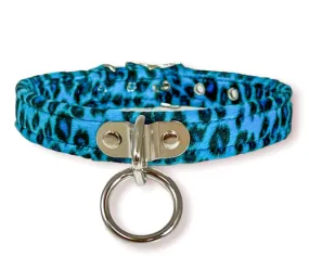 Blue Leopard Bondage Choker