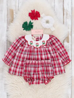 Candy Cane Plaid Bloomers Outfit