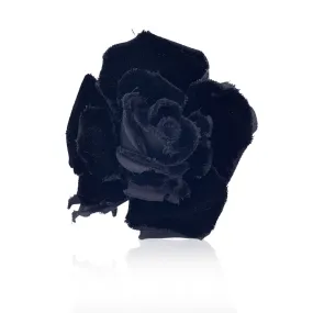 Chanel Vintage Black Velvet Flower Camelia Camellia Pin Brooch