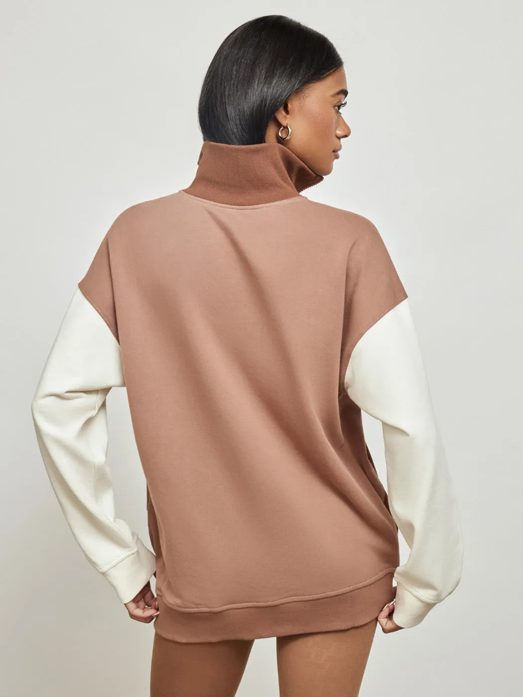 Colorblock Quarter Zip Sweatshirt - Aztec-Sugar Swizzle-Camel