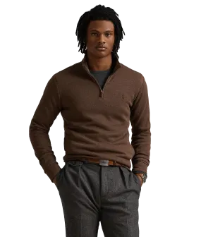 Double-knit Mesh Quarter-zip Pullover - Brown