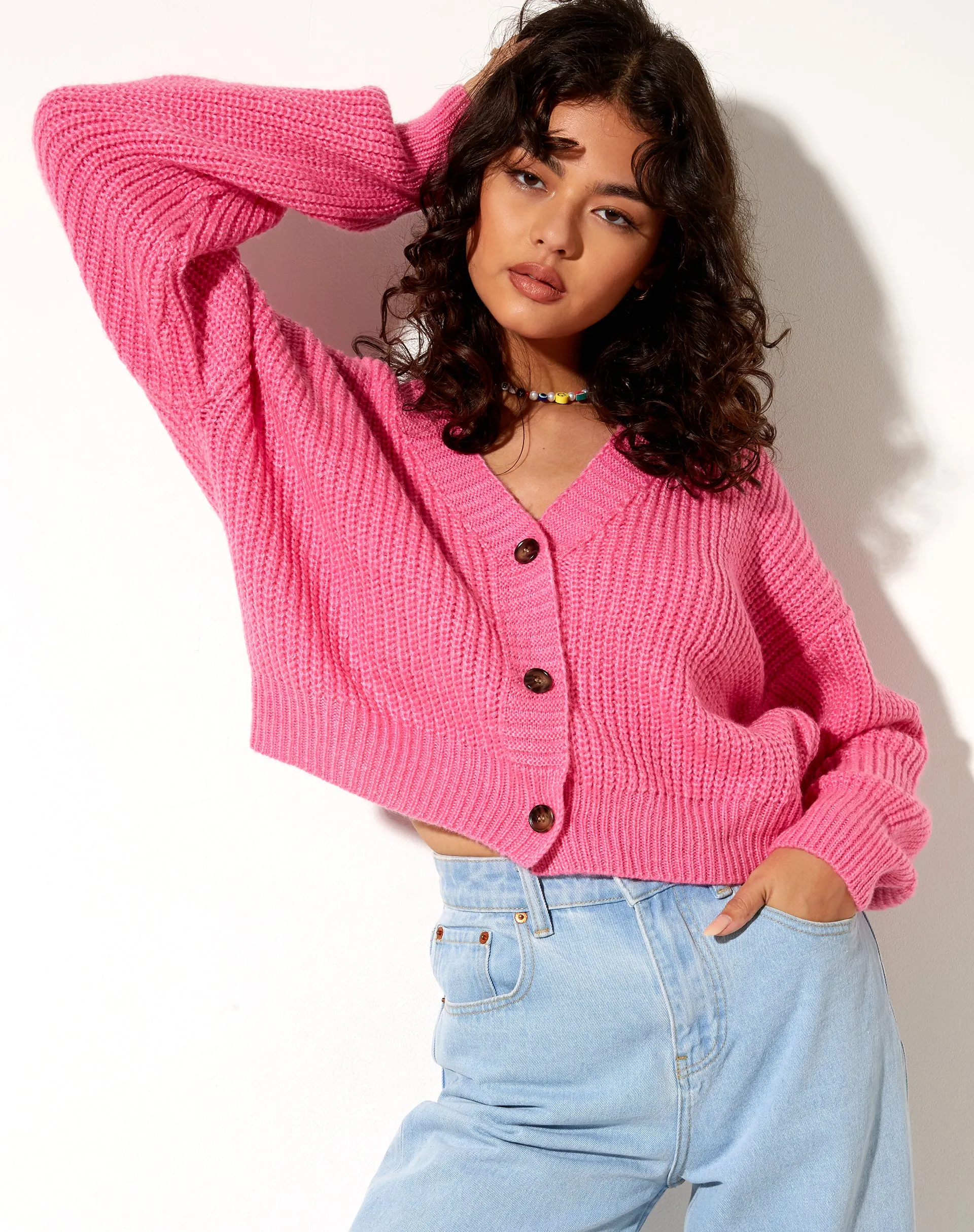 Faya Cardigan in Bubblegum Pink