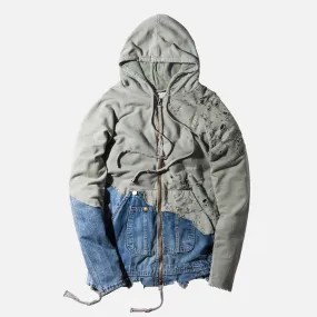 Greg Lauren Vintage Hoodie - Olive / Vintage Denim