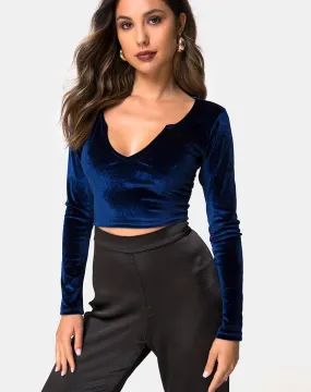 Guan Crop Top in Velvet Navy