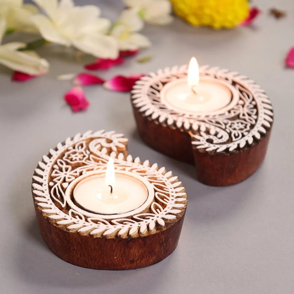 Handmade Cotton Fabric Toran, Engraved Diyas (2 pcs) with Off-white & orange festive door hangings (2pcs) Combo Set | Festive Decor Item | Handmade in India