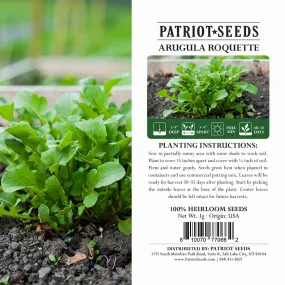 Heirloom Arugula Roquette Herb Seeds (1g) by Patriot Seeds