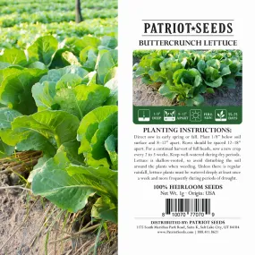 Heirloom Buttercrunch Lettuce Seeds (1g) by Patriot Seeds