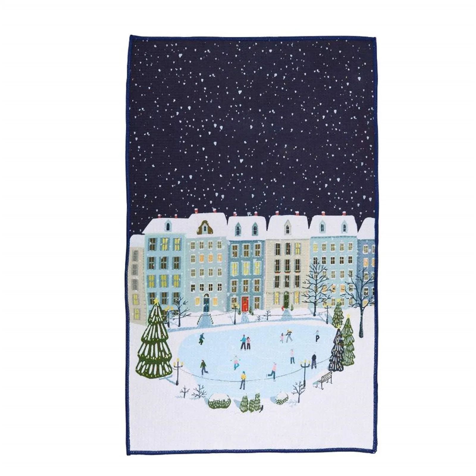 Holiday in the Park blu Kitchen Tea Towel-Double-Sided Print