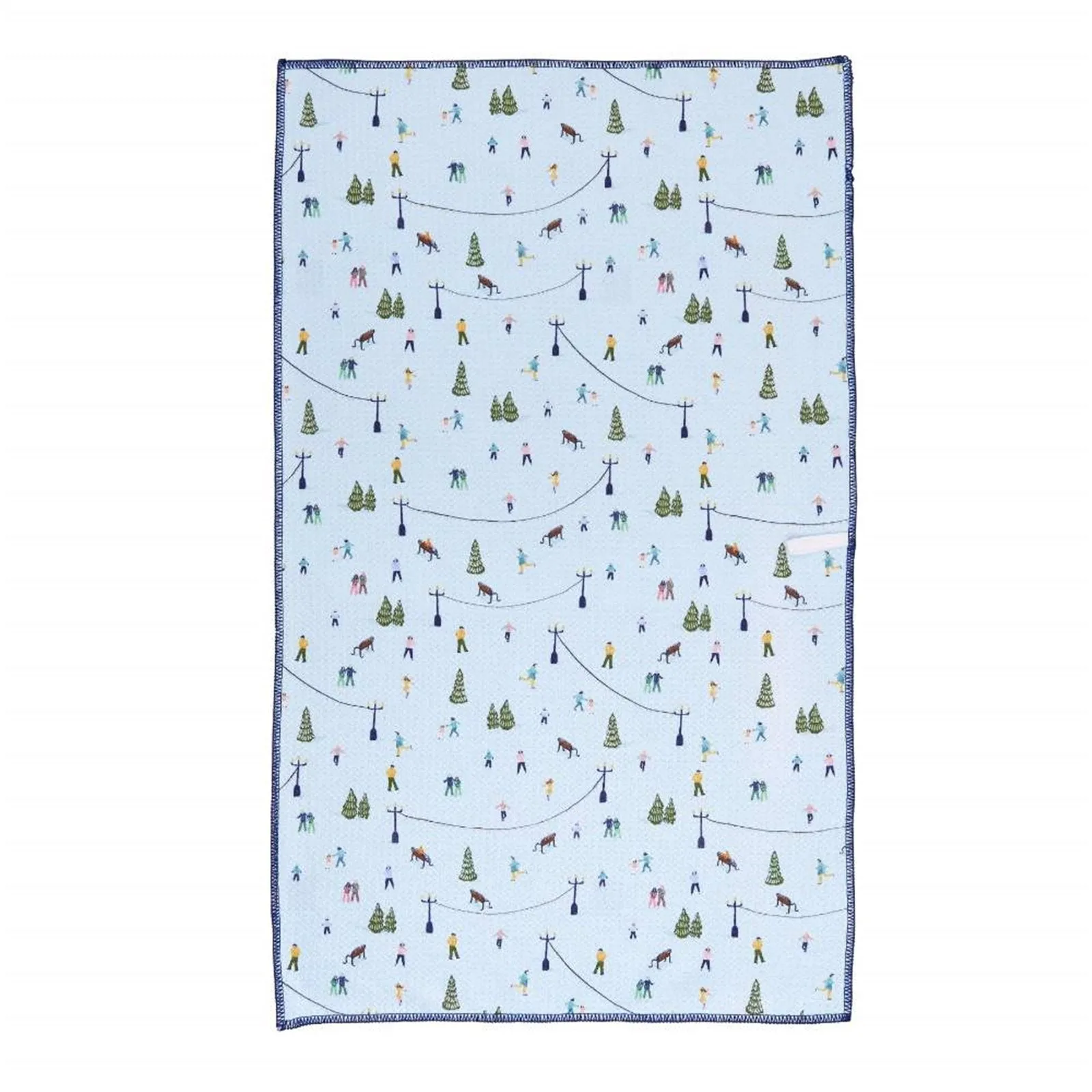 Holiday in the Park blu Kitchen Tea Towel-Double-Sided Print