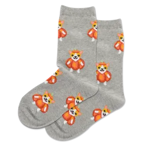 HOTSOX Kid's Pumpkin Corgi Crew Socks