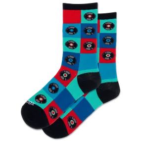 HOTSOX Women's Record Grid Crew Socks