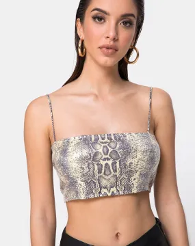 Kylie Crop Top in Acid Snake Clear Sequin