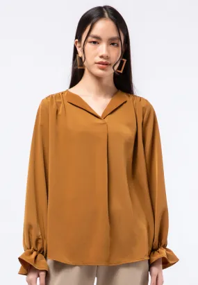 Lapel Tie Neck Blouse