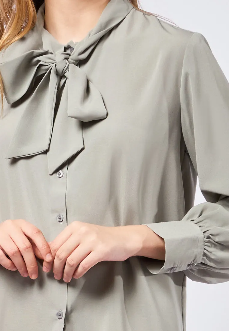 Long Sleeve Blouse with Bow Details