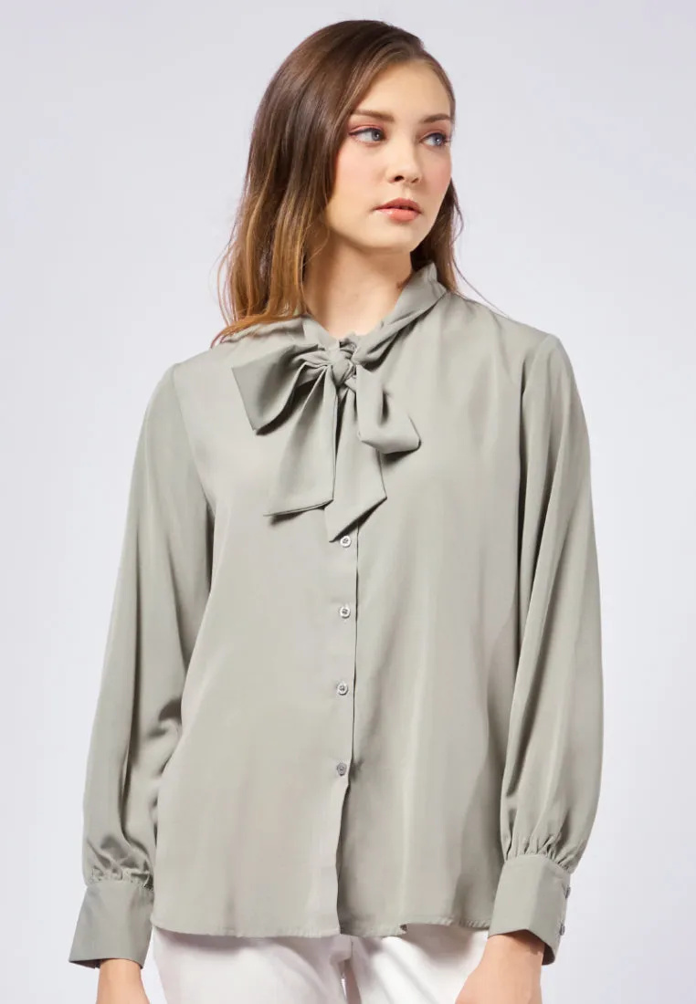 Long Sleeve Blouse with Bow Details