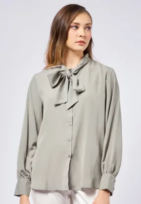 Long Sleeve Blouse with Bow Details