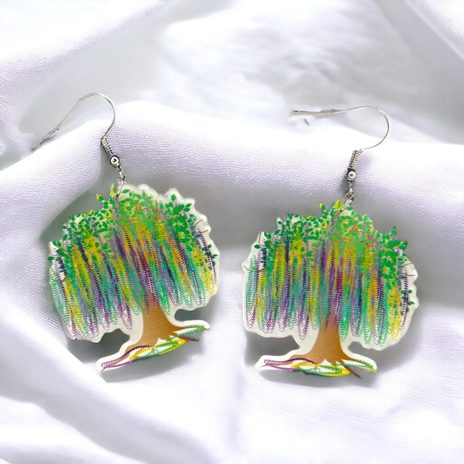 Mardi Gras Earrings - Handmade Jewelry, Bead Tree, New Orleans, Purple Green Gold, Mardi Gras Jewelry, Parade Outfit, Mardi Gras Tree