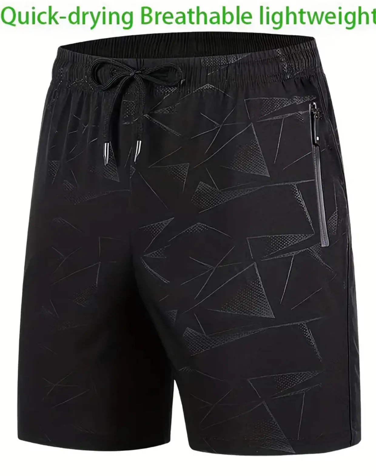 Mens Slightly Stretchy Geometric Pattern Casual Shorts