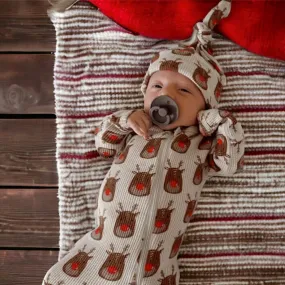 Organic Waffle Basic Zip Romper | Reindeer