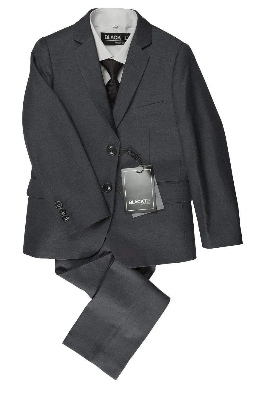 Premium Kids Steel Grey 5-Piece Wool Blend Suit