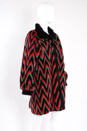 Rainbow Chevron Blanket Stripe Fur Coat