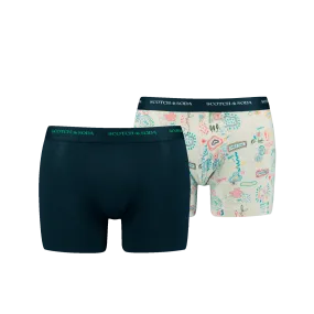 Scotch & Soda 2 Pack Men's Iconic AOP Boxers -Navy/Marshmallow Melange