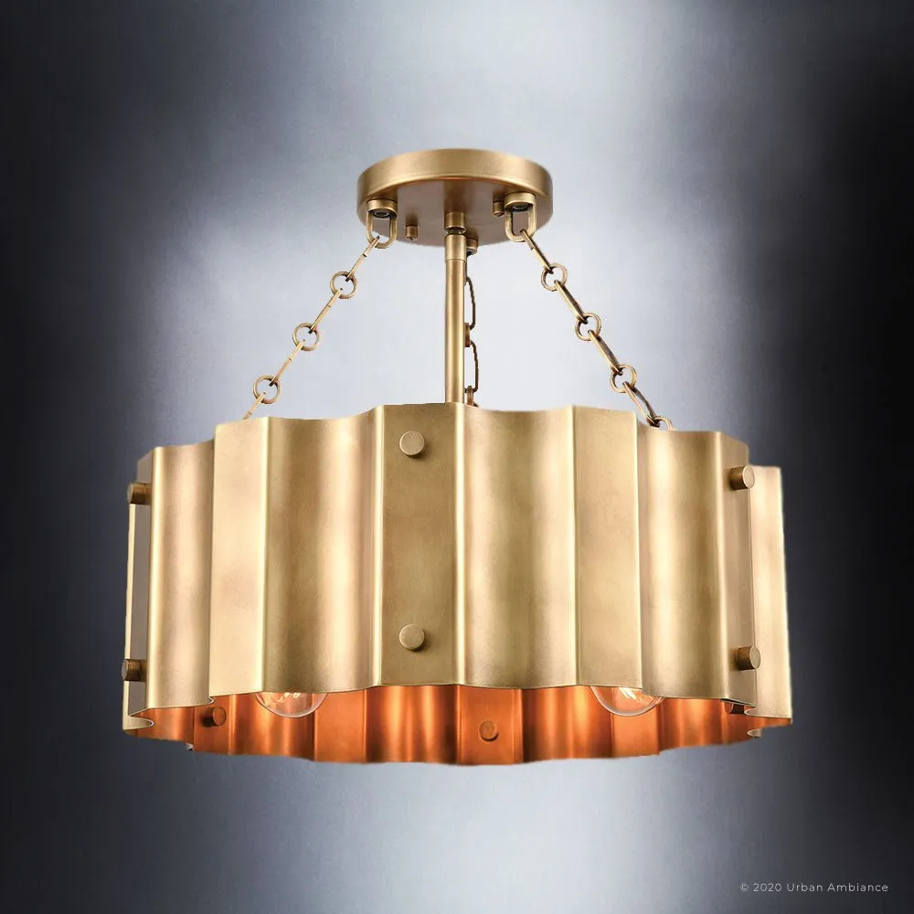 UEX2046 Luxe Industrial Ceiling Light 14''H x 17''W, Native Brass Finish, Claremore Collection