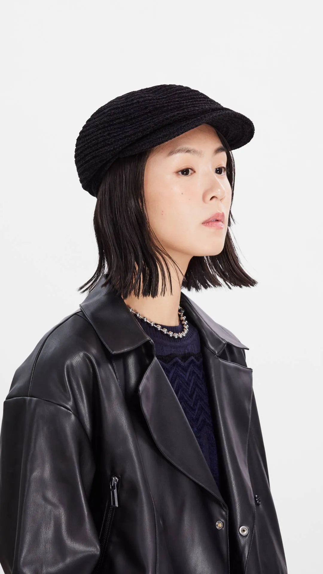 Velvet Knitted Newsboy Cap