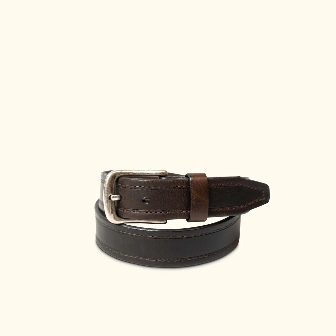 Vintage Bison Leather Austin Belt | Dark Chocolate Brown